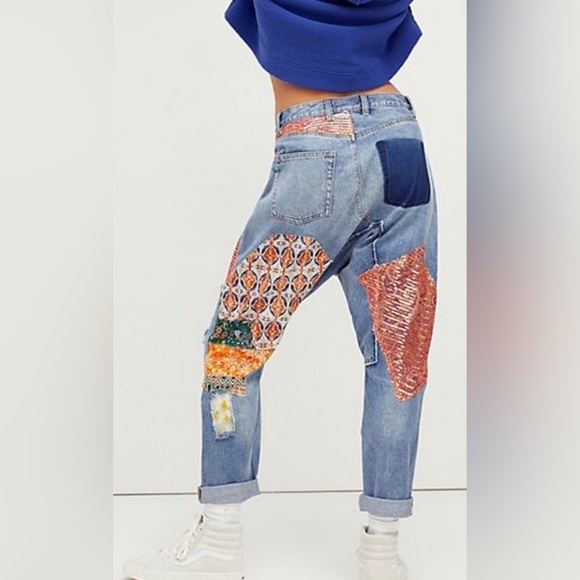 Free People Zappa Harem Patchwork Jeans - Picture 4 of 15